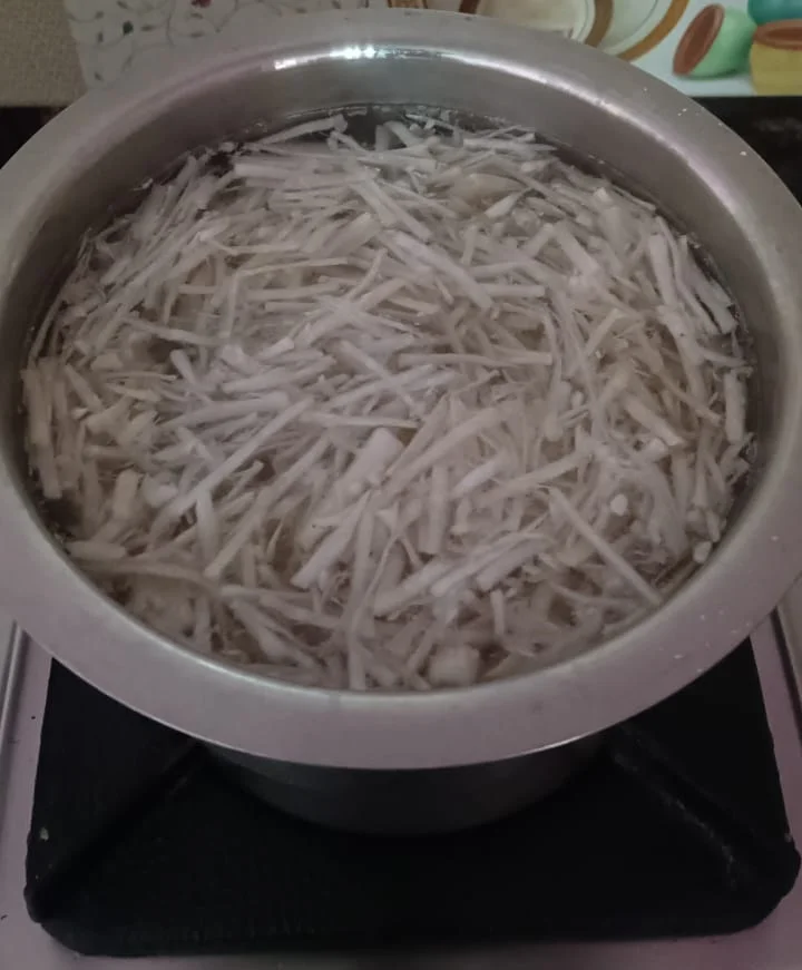 Raw Bamboo Shoots Being Boiled in Water